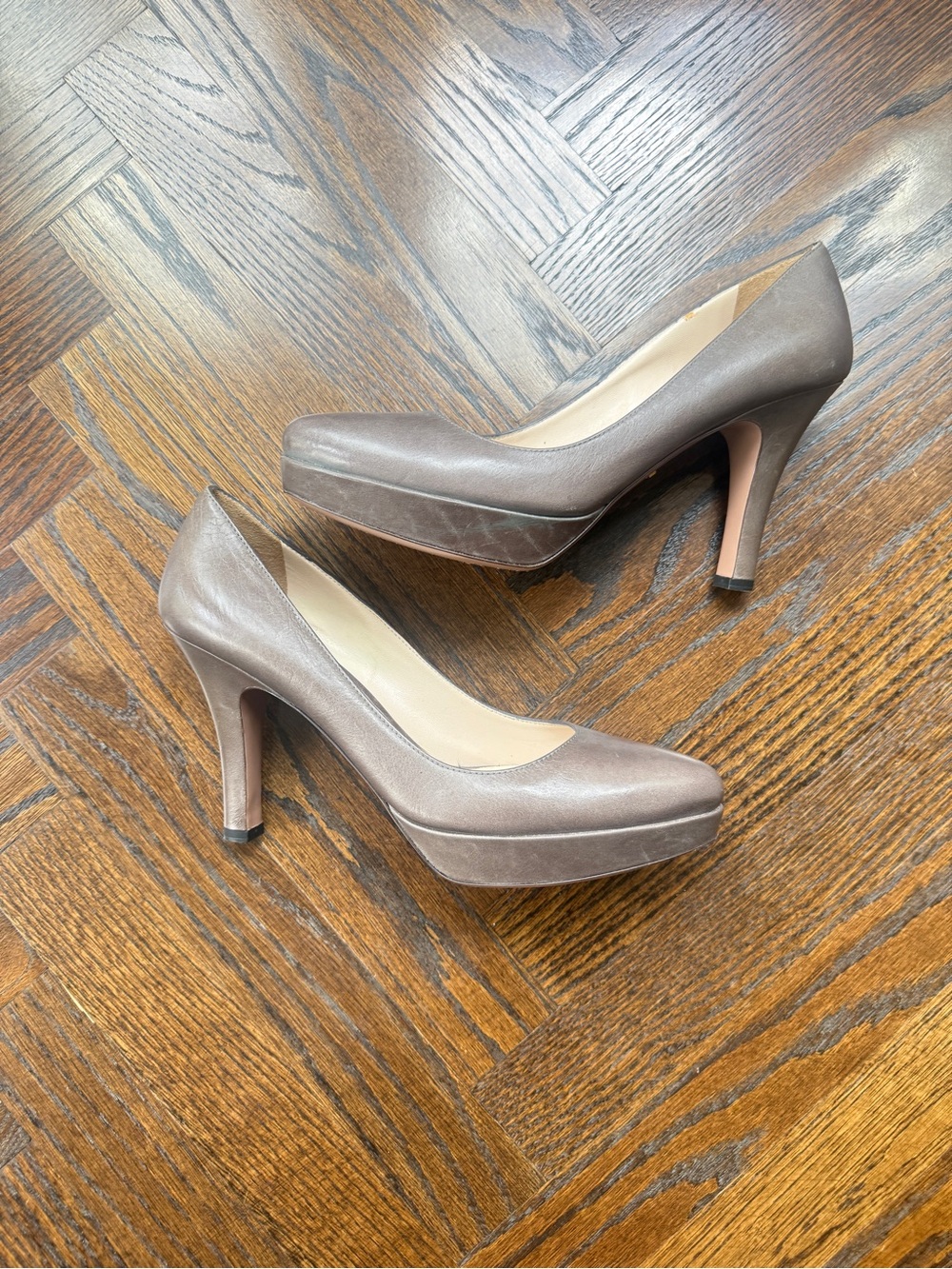 Prada Women's Taupe Platform High Heel Pumps - Classic Sophistication